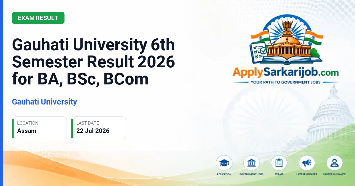 Guwahati University - Gauhati University 6th Semester Result 2026 for BA, BSc, BCom Official Notification Poster & Schedule