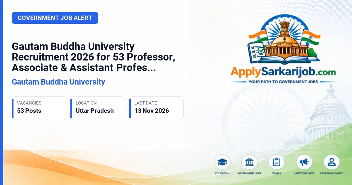 Gautam Buddha University - Professor, Associate Professor, Assistant Professor Official Notification Poster & Schedule