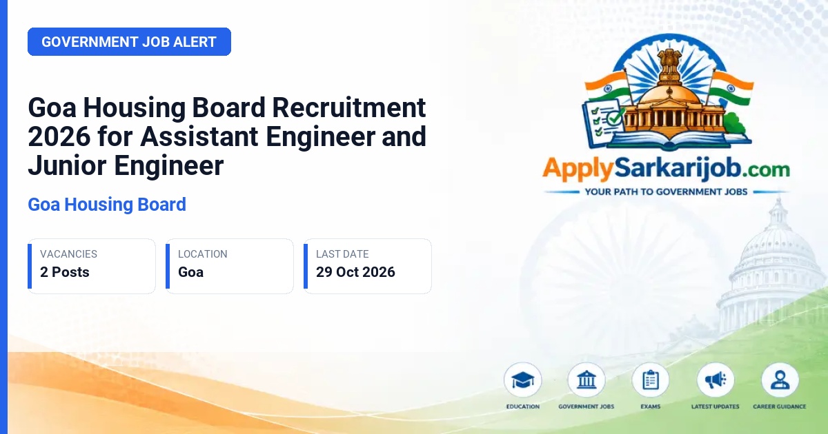 Goa Housing Board - Assistant Engineer (Civil) and Junior Engineer (Civil) Official Notification Poster & Schedule