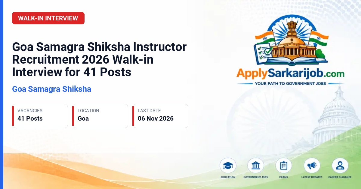 Goa Samagra Shiksha - Instructor (NSQF sectors) Official Notification Poster & Schedule