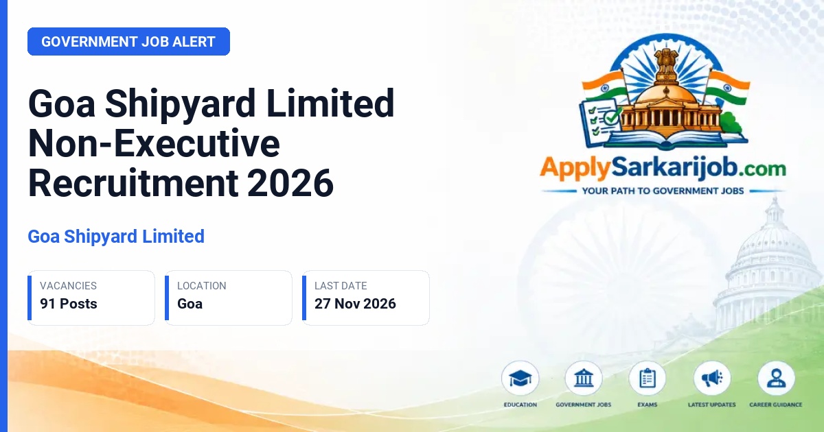 Goa Shipyard Limited - Non-Executive Posts Official Notification Poster & Schedule