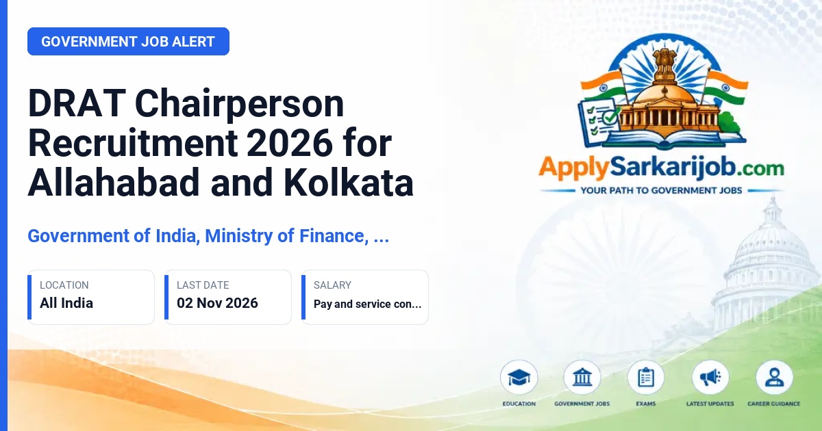 Government of India, Ministry of Finance, Department of Financial Services - Chairperson (DRAT Allahabad and DRAT Kolkata) Official Notification Poster & Schedule