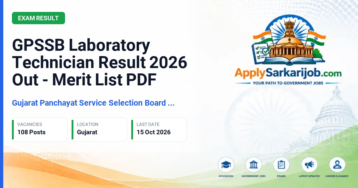 Gujarat Panchayat Service Selection Board (GPSSB) - Laboratory Technician (Class-III) Official Notification Poster & Schedule