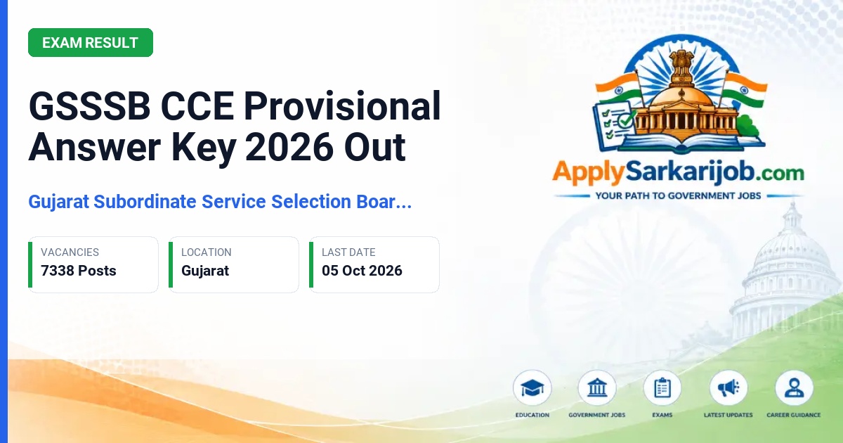 Gujarat Subordinate Service Selection Board (GSSSB) - Combined Competitive Examination Preliminary Exam Official Notification Poster & Schedule