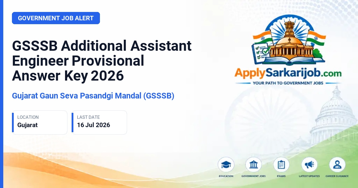 Gujarat Subordinate Service Selection Board (GSSSB) - Additional Assistant Engineer (Civil), Class-3 Official Notification Poster & Schedule
