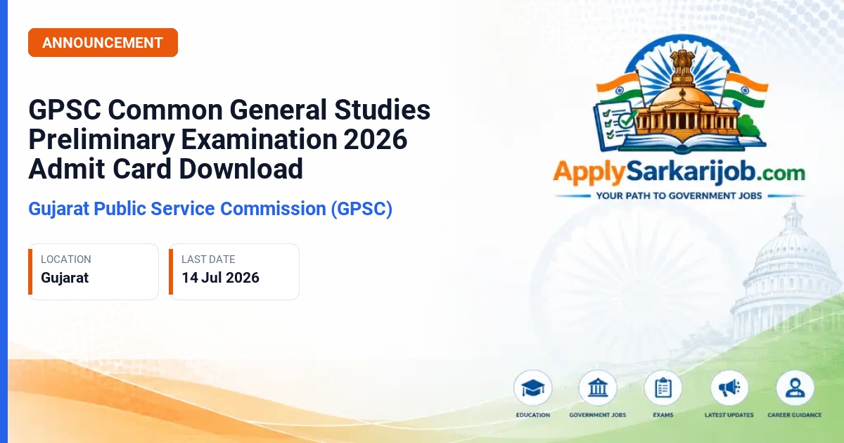 Gujarat Public Service Commission (GPSC) - Multiple Class-1 & Class-2 Posts Official Notification Poster & Schedule