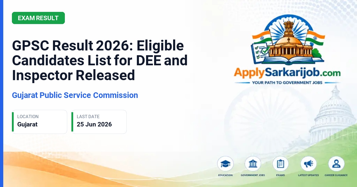 Gujarat Public Service Commission (GPSC) - Deputy Executive Engineer (Civil) and Inspector of Inspection Official Notification Poster & Schedule