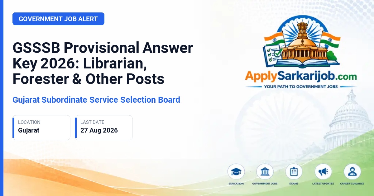 Gujarat Subordinate Service Selection Board (GSSSB) - Assistant Librarian, Forester, and others Official Notification Poster & Schedule