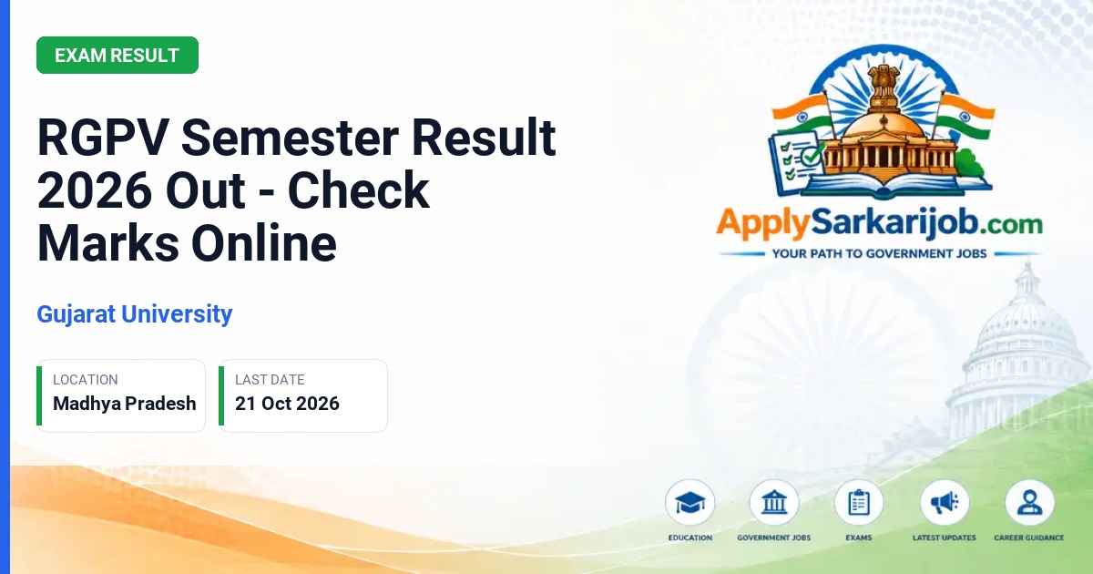 Gujarat University - Semester Result Official Notification Poster & Schedule