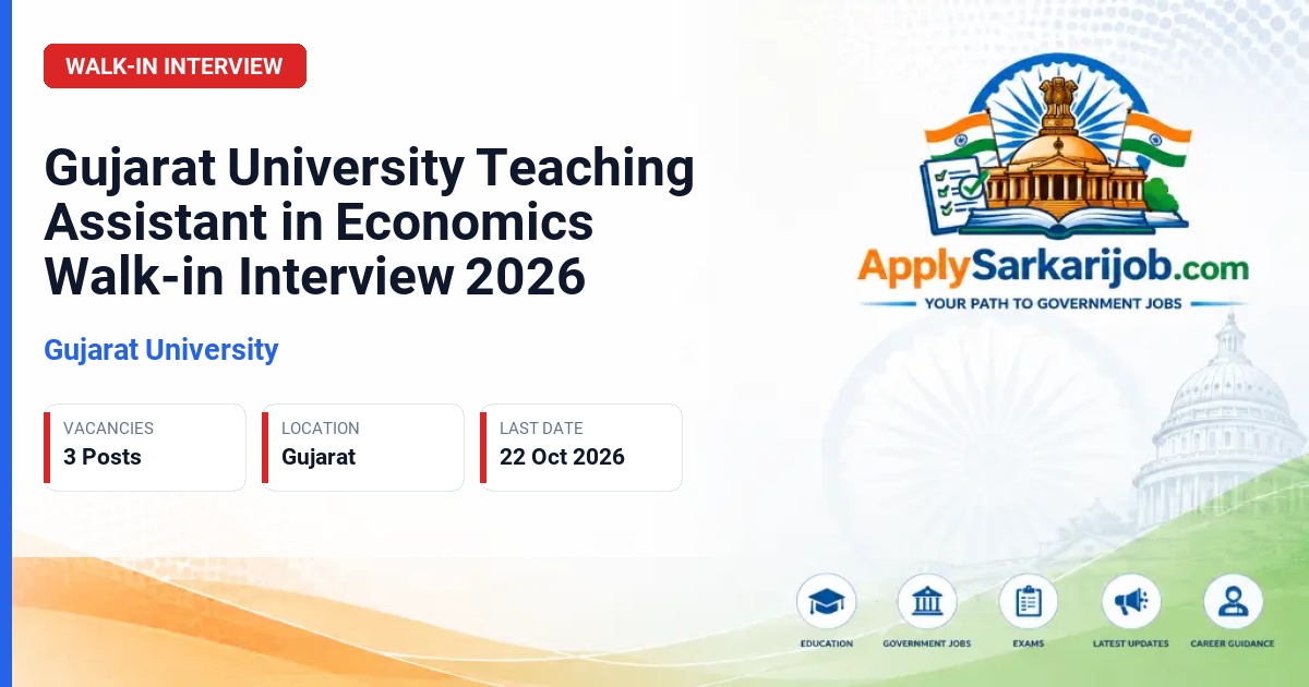 Gujarat University - Teaching Assistant in Economics Official Notification Poster & Schedule
