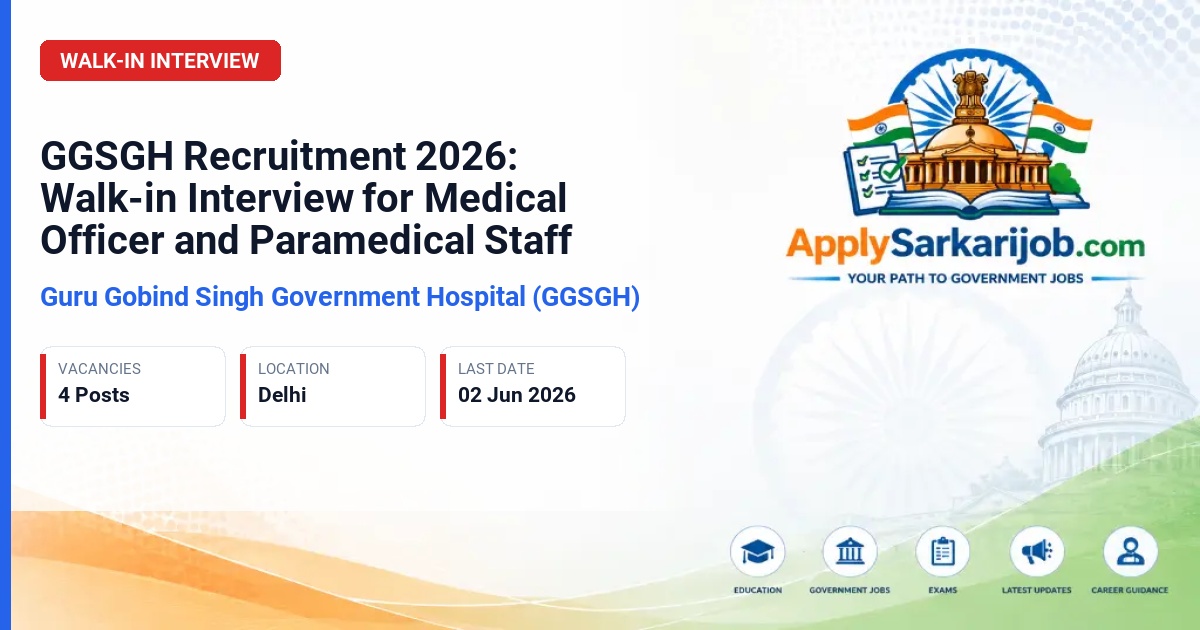 Guru Gobind Singh Government Hospital (GGSGH) - Medical Officer, Counsellor, Staff Nurse, Data Manager Official Notification Poster & Schedule
