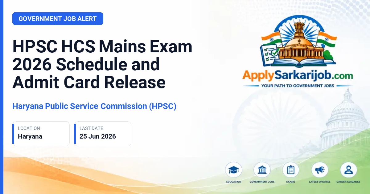 Haryana Public Service Commission (HPSC) - HCS (Executive Branch) and Allied Services Official Notification Poster & Schedule