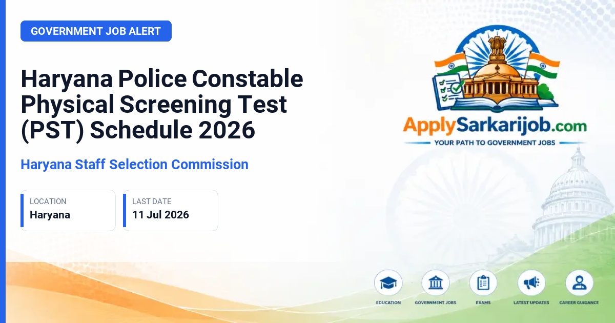 Haryana Staff Selection Commission (HSSC) - Male Constable (General Duty) and Male Constable (GRP) Official Notification Poster & Schedule