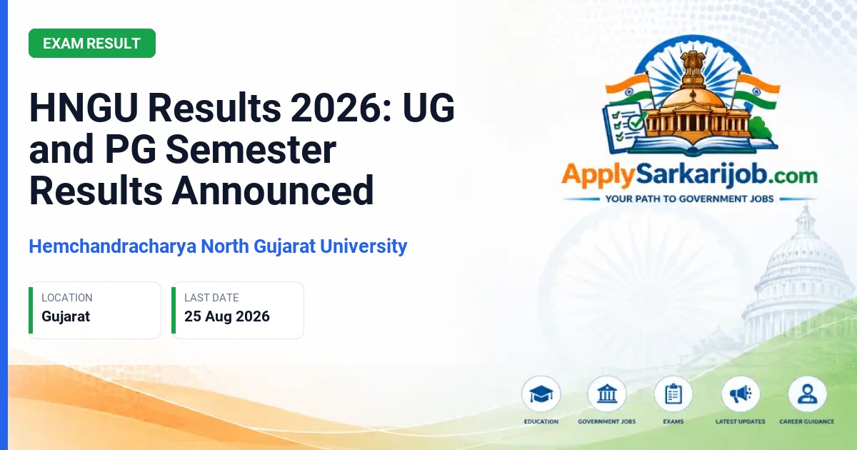 Hemchandracharya North Gujarat University - HNGU Results 2026: UG and PG Semester Results Announced Official Notification Poster & Schedule