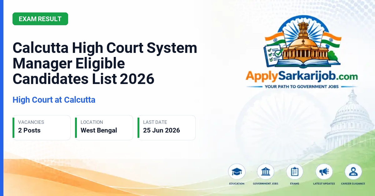 Calcutta High Court - System Manager Official Notification Poster & Schedule