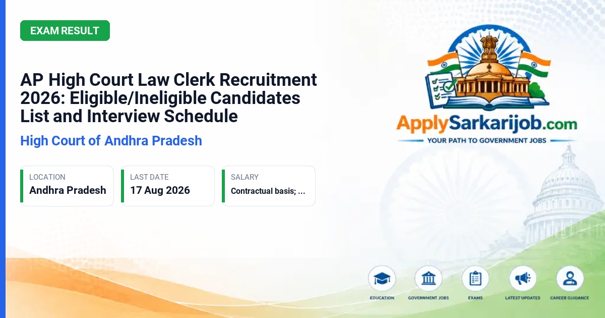Andhra Pradesh High Court - Law Clerk Official Notification Poster & Schedule