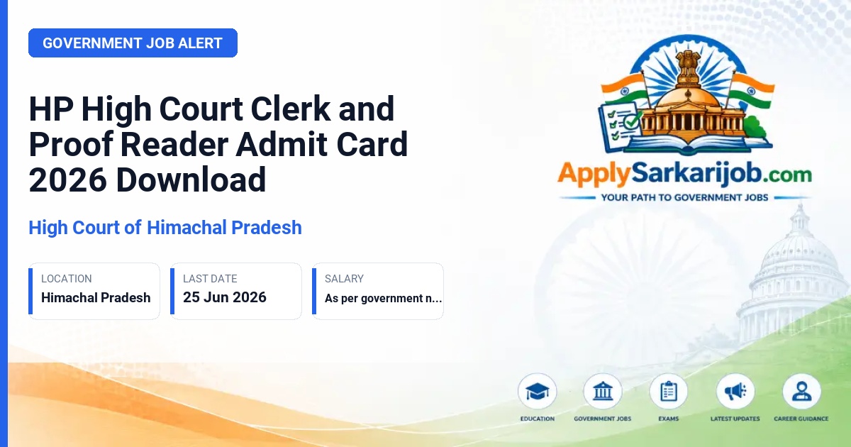 Himachal Pradesh High Court - Clerk and Proof Reader Official Notification Poster & Schedule