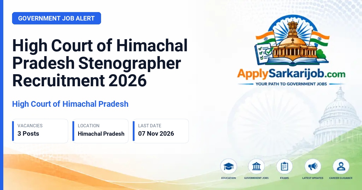 High Court of Himachal Pradesh - Stenographer (Group-C) Official Notification Poster & Schedule