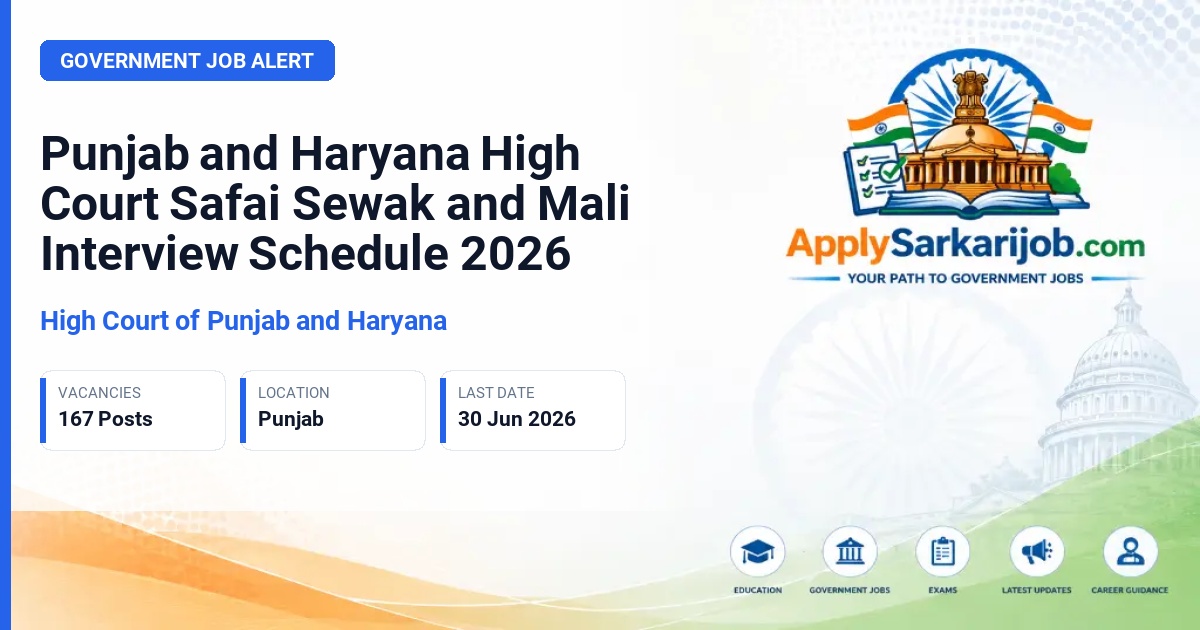 Punjab and Haryana High Court - Safai Sewak and Mali Official Notification Poster & Schedule
