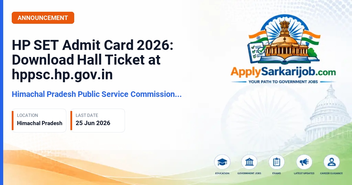 Himachal Pradesh Public Service Commission (HPPSC) - HP State Eligibility Test (HP SET) 2026 Official Notification Poster & Schedule