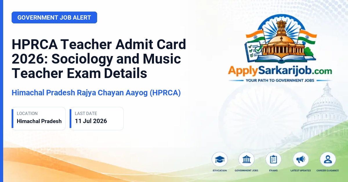 Himachal Pradesh Rajya Chayan Aayog (HPRCA) - Teacher Sociology and Music Teacher Official Notification Poster & Schedule