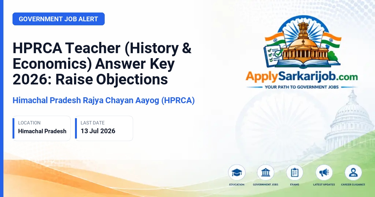 Himachal Pradesh Rajya Chayan Aayog (HPRCA) - Teacher (History) and Teacher (Economics) Official Notification Poster & Schedule