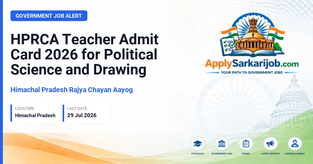 Himachal Pradesh Rajya Chayan Aayog (HPRCA) - Teacher (Political Science and Drawing) Official Notification Poster & Schedule