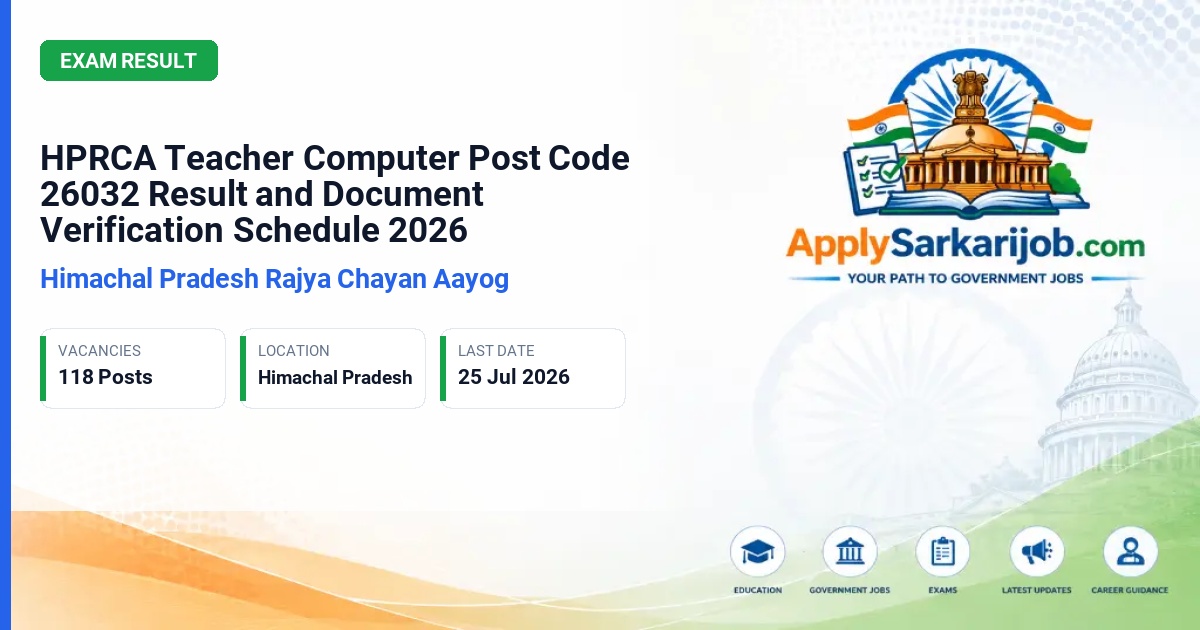 Himachal Pradesh Rajya Chayan Aayog (HPRCA) - Teacher Computer Official Notification Poster & Schedule