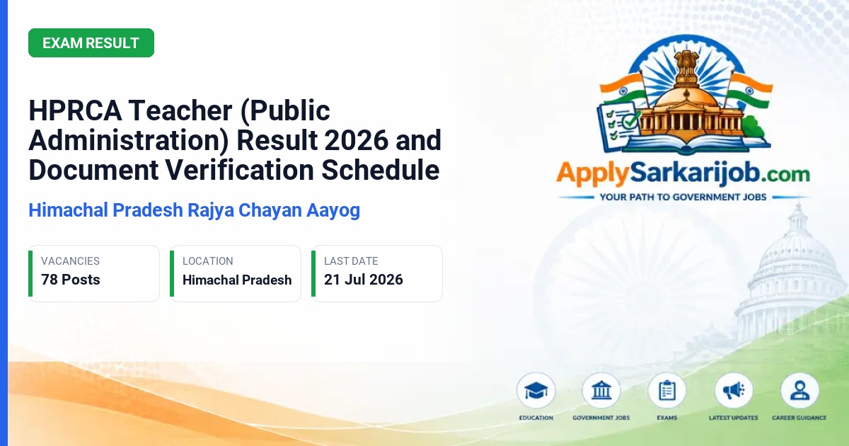 Himachal Pradesh Rajya Chayan Aayog (HPRCA) - Teacher (Public Administration) Official Notification Poster & Schedule