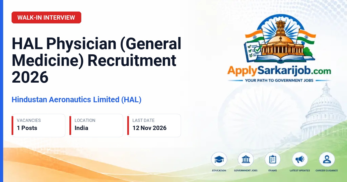 Hindustan Aeronautics Limited (HAL) - Physician (General Medicine) Official Notification Poster & Schedule