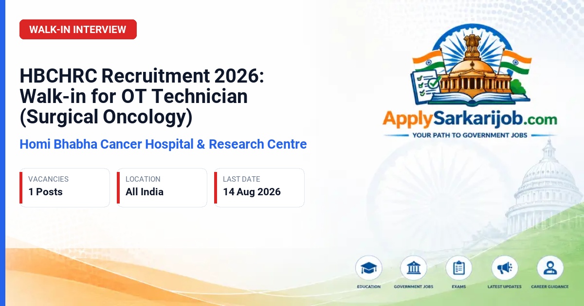 Tata Memorial Centre (TMC) - OT Technician (Surgical Oncology) Official Notification Poster & Schedule