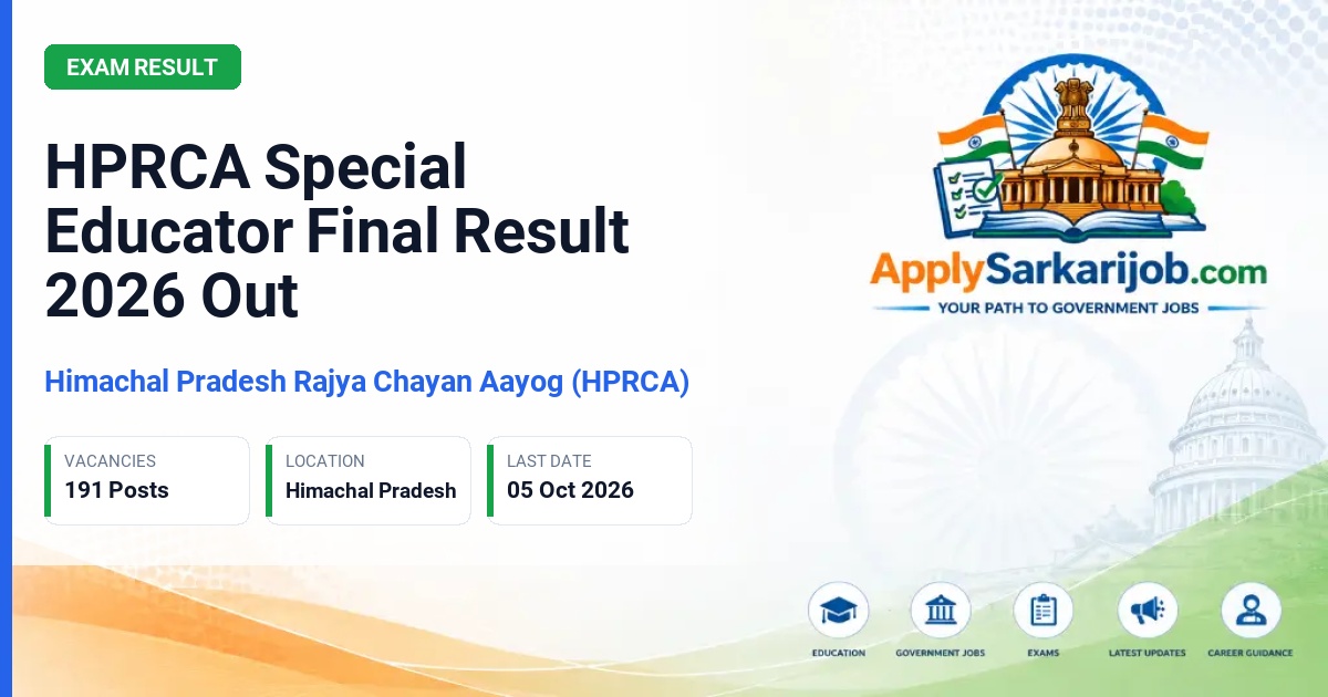 Himachal Pradesh Rajya Chayan Aayog (HPRCA) - Special Educator Official Notification Poster & Schedule