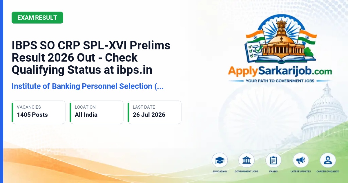 Institute of Banking Personnel Selection (IBPS) - Specialist Officer Official Notification Poster & Schedule