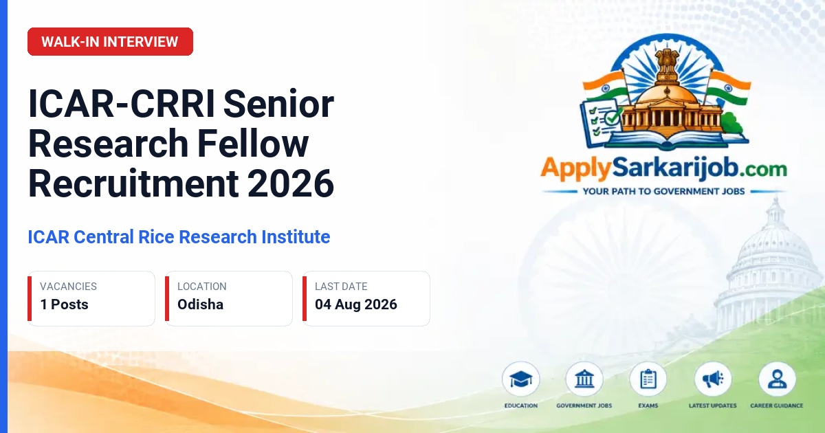 ICAR-Central Rice Research Institute - Senior Research Fellow Official Notification Poster & Schedule