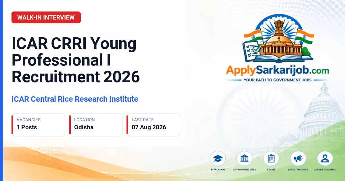 ICAR-Central Rice Research Institute - Young Professional I (YP-I) Official Notification Poster & Schedule