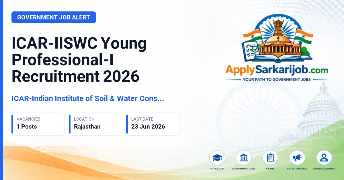 Indian Institute of Soil & Water Conservation (ICAR IISWC) - Young Professional-I (YP-I) Official Notification Poster & Schedule