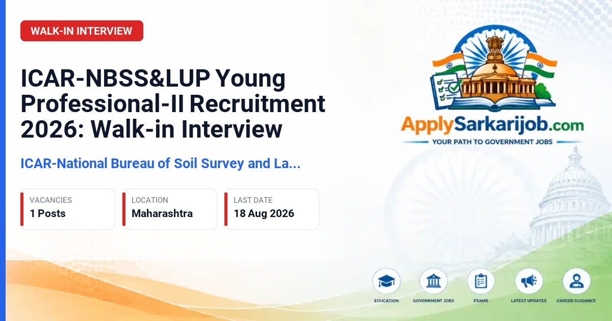 ICAR National Bureau of Soil Survey and Land Use Planning - Young Professional-II (RS&GIS) Official Notification Poster & Schedule