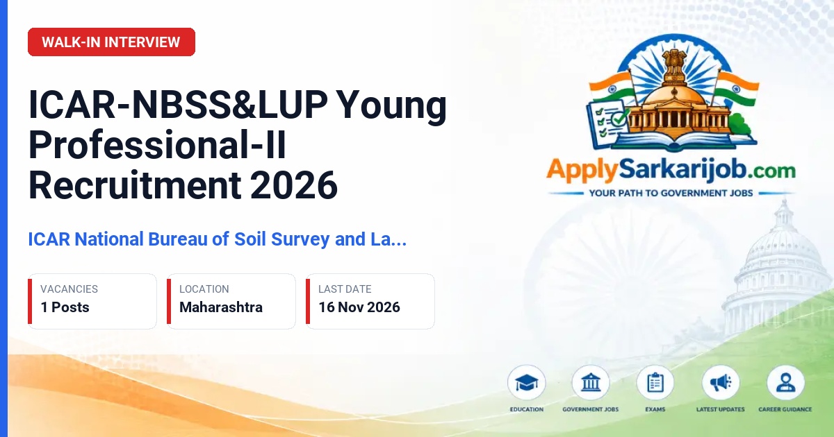 ICAR National Bureau of Soil Survey and Land Use Planning - Young Professional-II (RS&GIS) Official Notification Poster & Schedule