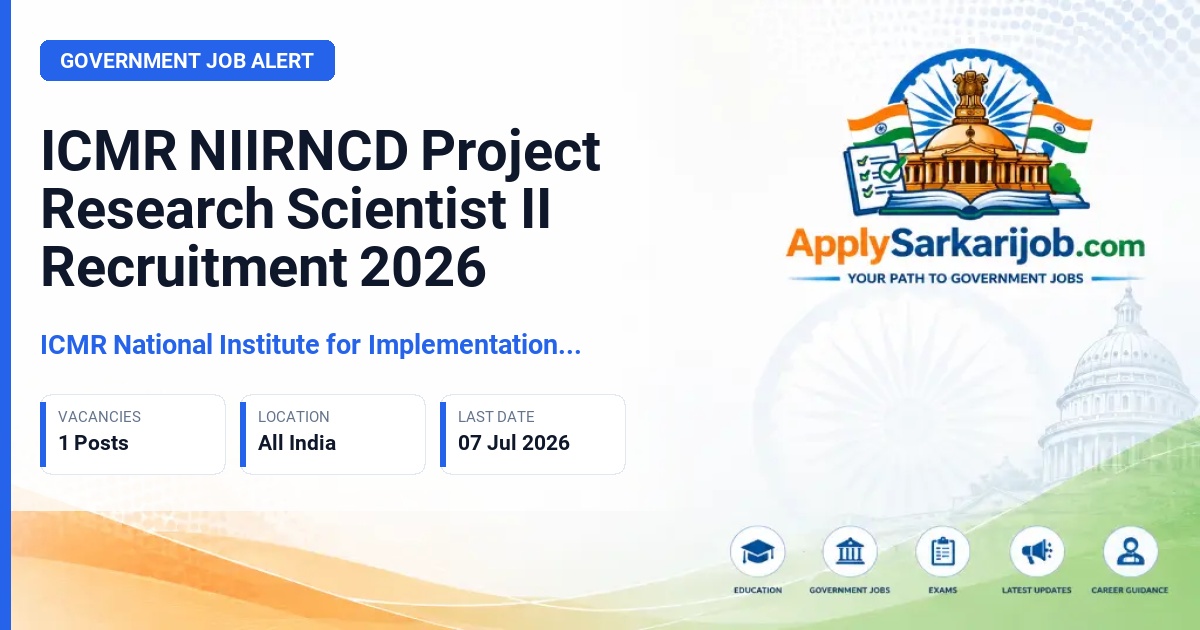 ICMR - National Institute of Health Research - Project Research Scientist – II (Non-Medical) Official Notification Poster & Schedule