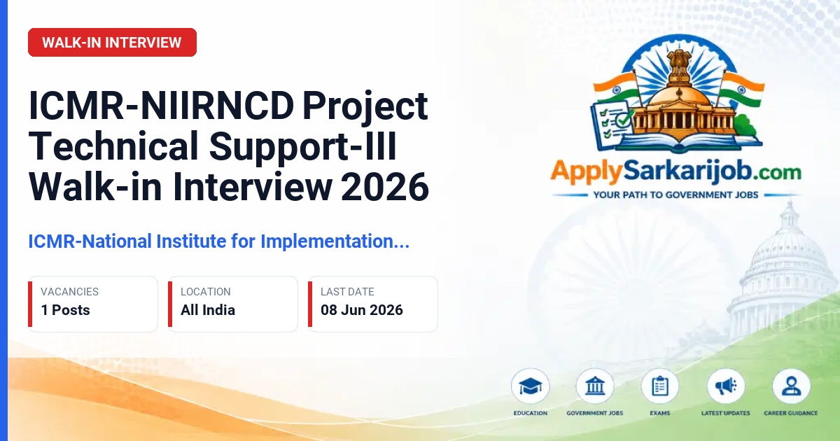 ICMR - National Institute of Health Research - Project Technical Support-III Official Notification Poster & Schedule