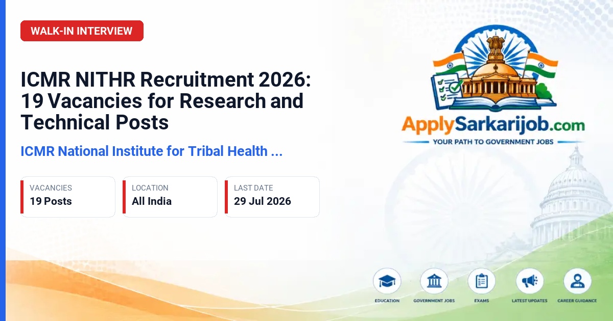 Indian Council of Medical Research - Project Research Scientist, Technical Support, Field Worker, Assistant, Lab Technician, Data Entry Operator Official Notification Poster & Schedule