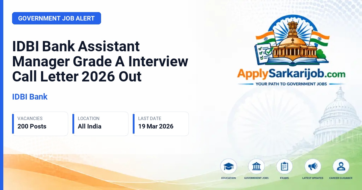 IDBI Bank - Assistant Manager Grade A Official Notification Poster & Schedule
