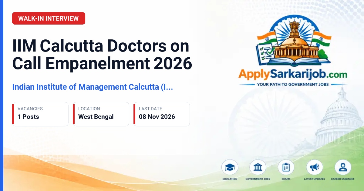 Indian Institute of Management Calcutta (IIM Calcutta) - Doctors (on call) Official Notification Poster & Schedule