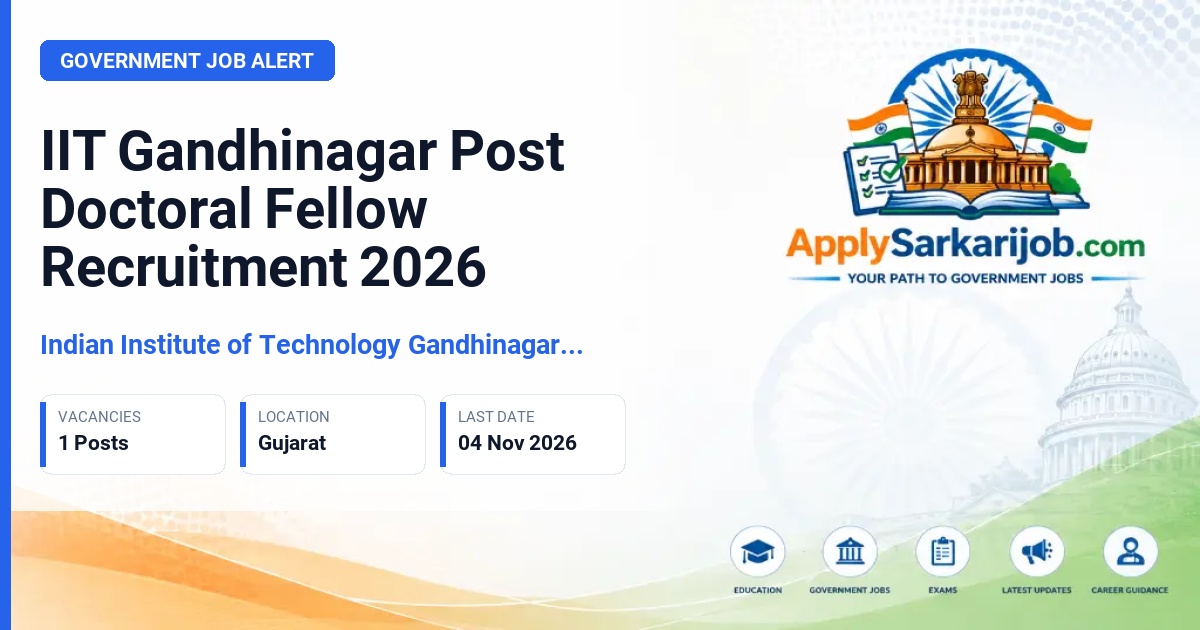 Indian Institute of Technology Gandhinagar (IIT Gandhinagar) - Post Doctoral Fellow Official Notification Poster & Schedule