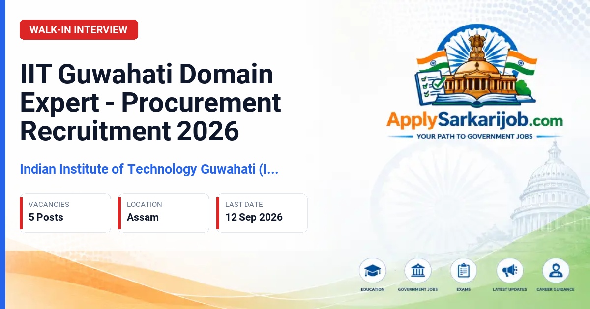 Indian Institute of Technology Guwahati (IIT Guwahati) - Domain Expert - Procurement Official Notification Poster & Schedule