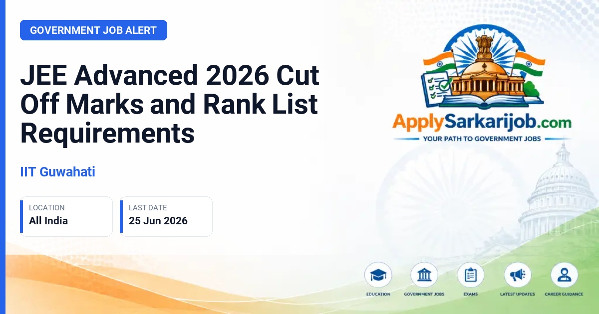 Indian Institute of Technology Guwahati (IIT Guwahati) - JEE Advanced 2026 Cut Off Marks and Rank List Requirements Official Notification Poster & Schedule