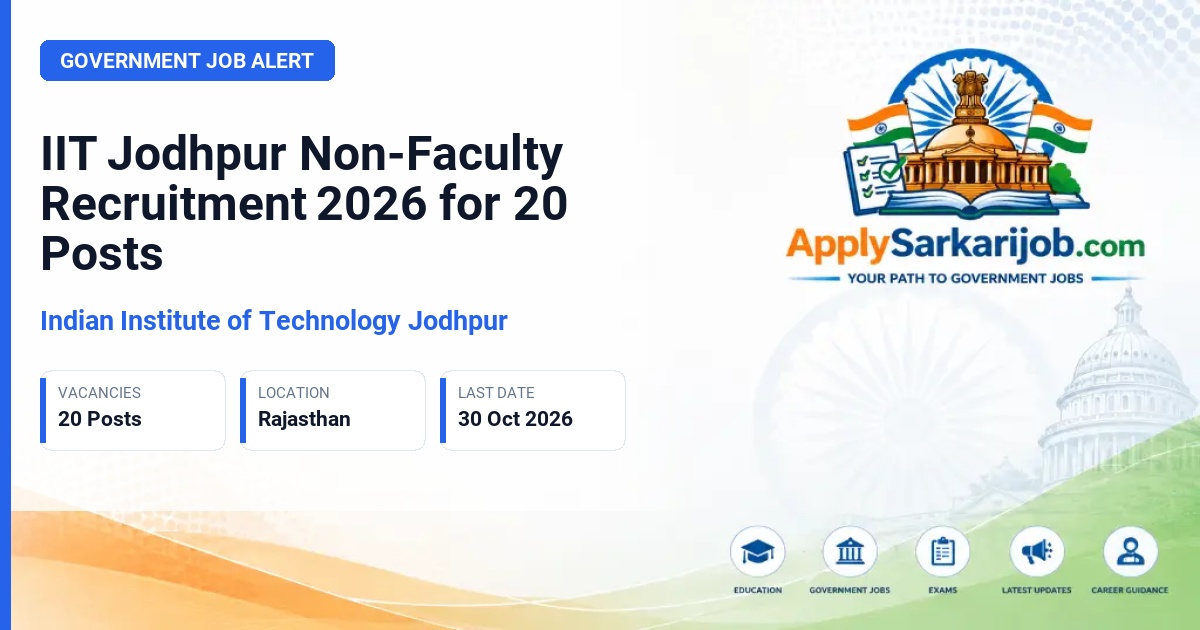 Indian Institute of Technology Jodhpur - Non-Faculty Positions Official Notification Poster & Schedule