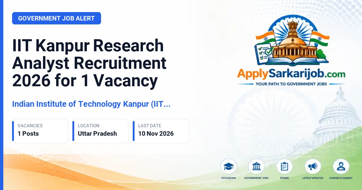 Indian Institute of Technology Kanpur (IIT Kanpur) - Research Analyst Official Notification Poster & Schedule