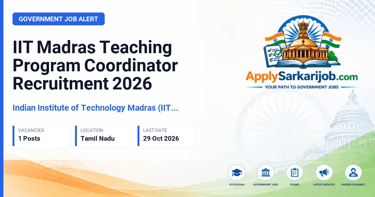 Indian Institute of Technology Madras (IIT Madras) - Teaching Program Coordinator Official Notification Poster & Schedule