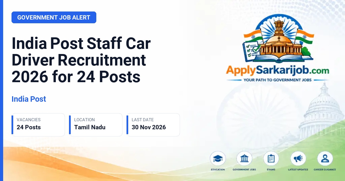 India Post - Staff Car Driver (Ordinary Grade) Official Notification Poster & Schedule